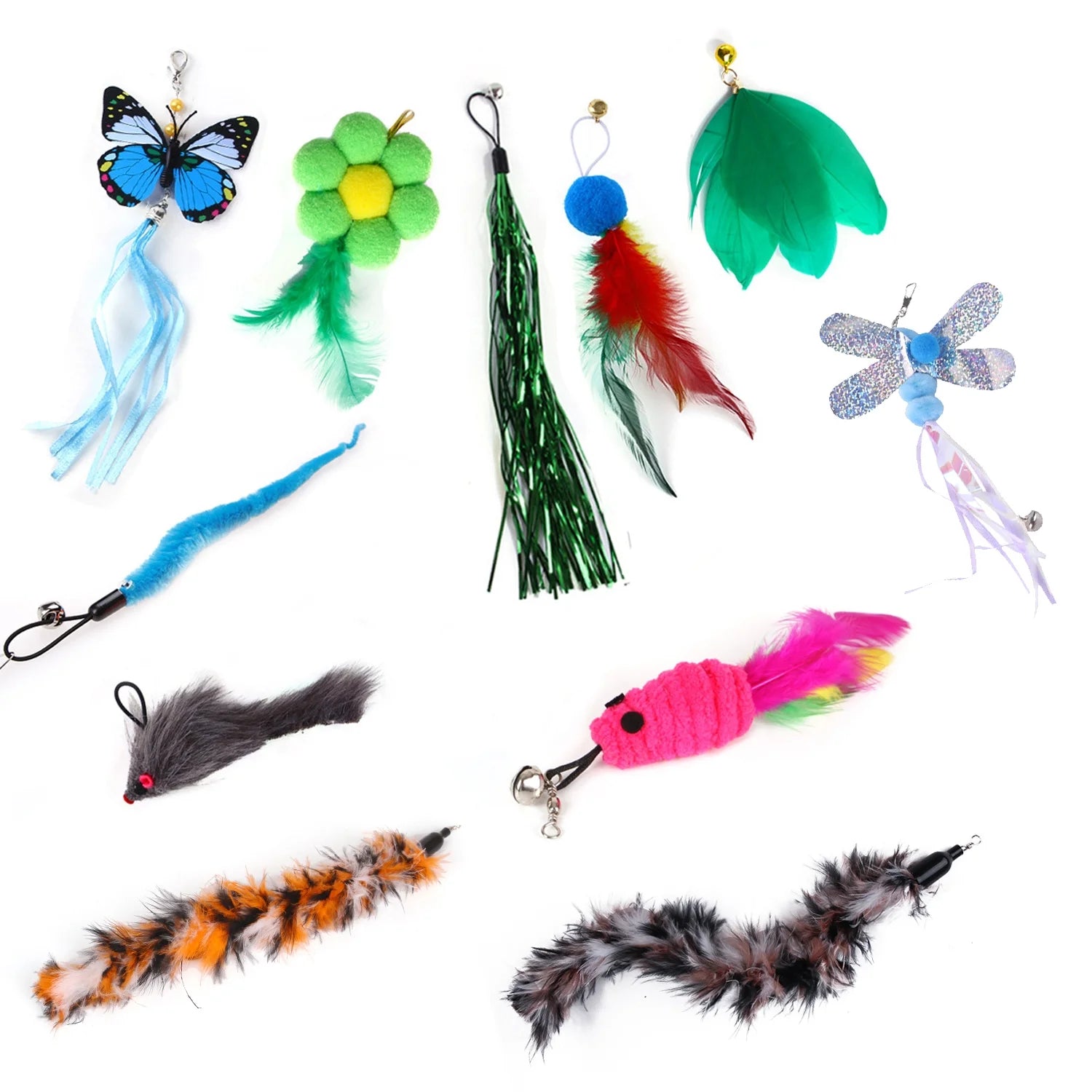 11 PCS Cat Feather Toy - Multiple Styles Feather Refills for Cat Toys