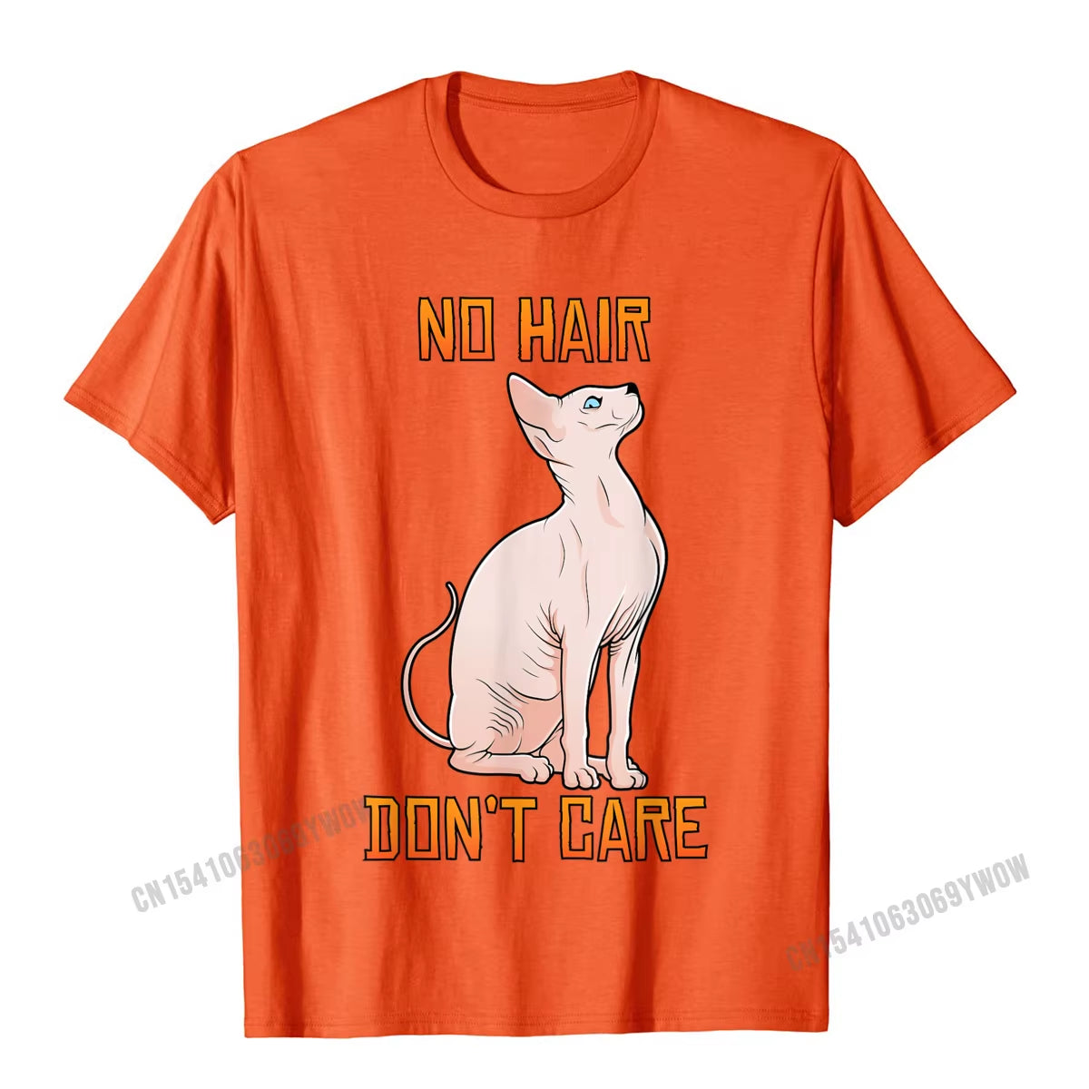 Cute Hairless Sphynx Cat Shirt No Hair Dont Care T-Shirt Camisas Men Casual Tshirts for Men Cotton Tops Tees Normal Fitted