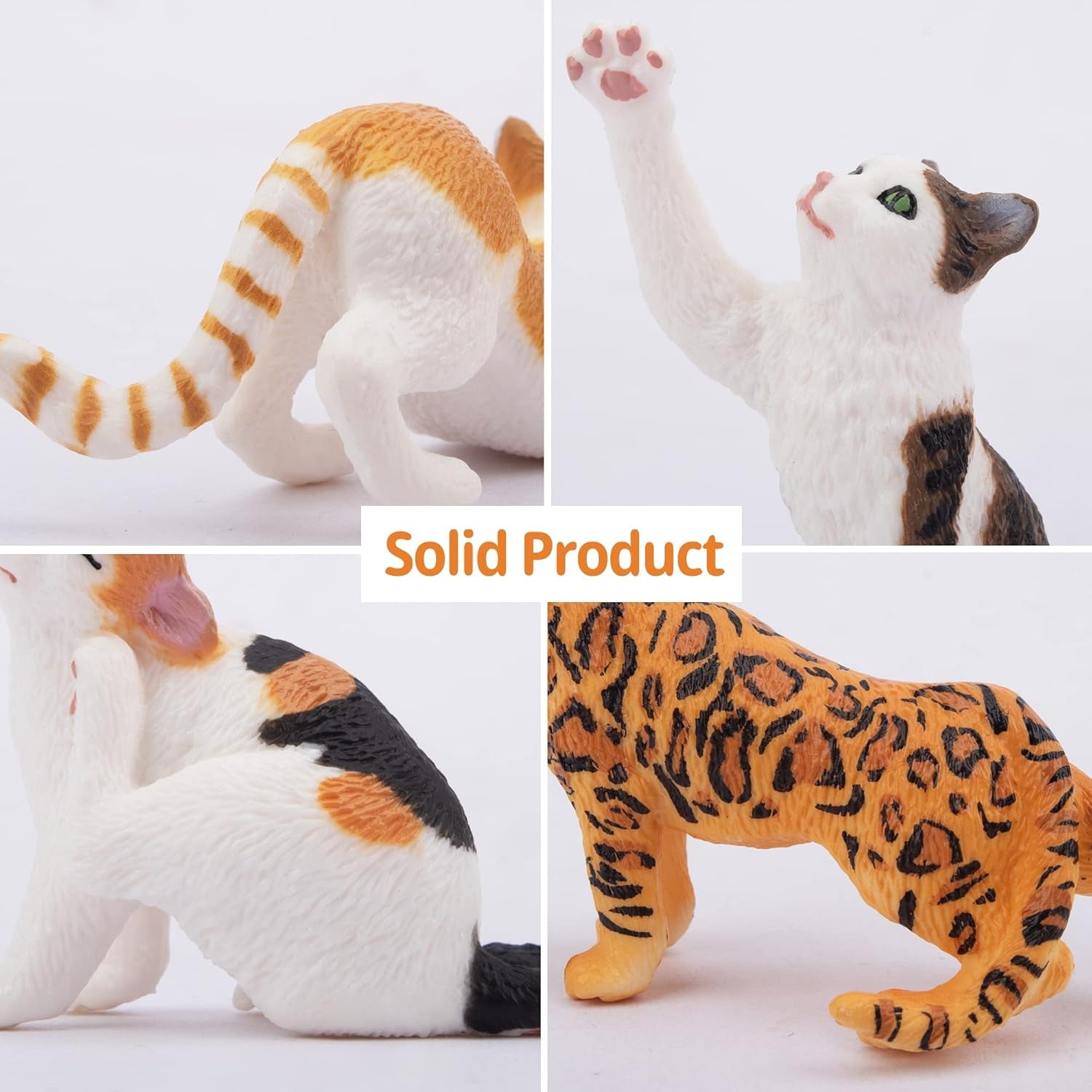 8PCS Realistic Cat Figurines, Educational Cat Figures Toy Set, Kitten Easter Eggs Cat Cake Topper Easter Eggs Birthday Gift for Kids Boys Girls Children