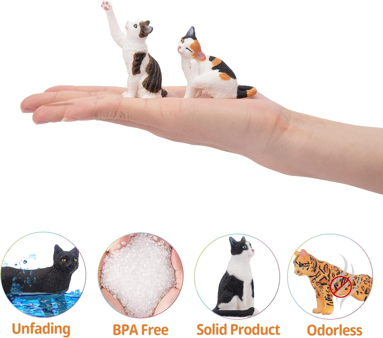 8PCS Realistic Cat Figurines, Educational Cat Figures Toy Set, Kitten Easter Eggs Cat Cake Topper Easter Eggs Birthday Gift for Kids Boys Girls Children