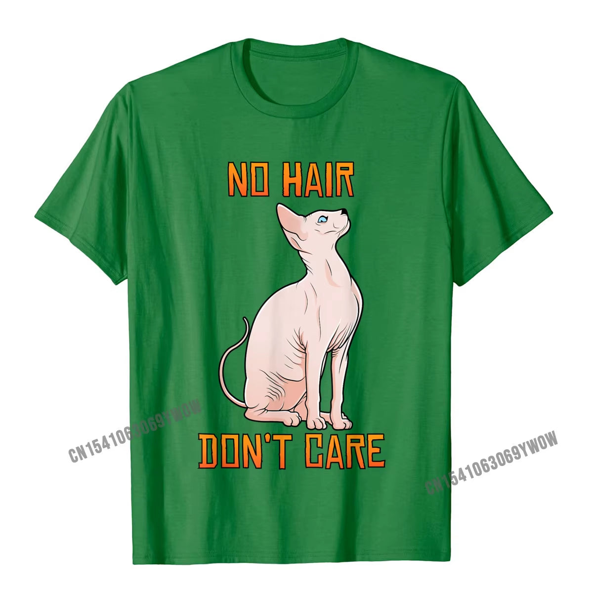 Cute Hairless Sphynx Cat Shirt No Hair Dont Care T-Shirt Camisas Men Casual Tshirts for Men Cotton Tops Tees Normal Fitted