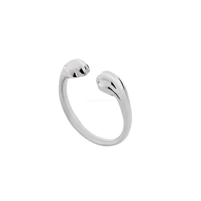 1Pcs Cat Paw Print Ring Fantastic Cat Imprint Silver Color Simple Style Design Women'S Rings Cute Women Party Gift Jewelry Boho