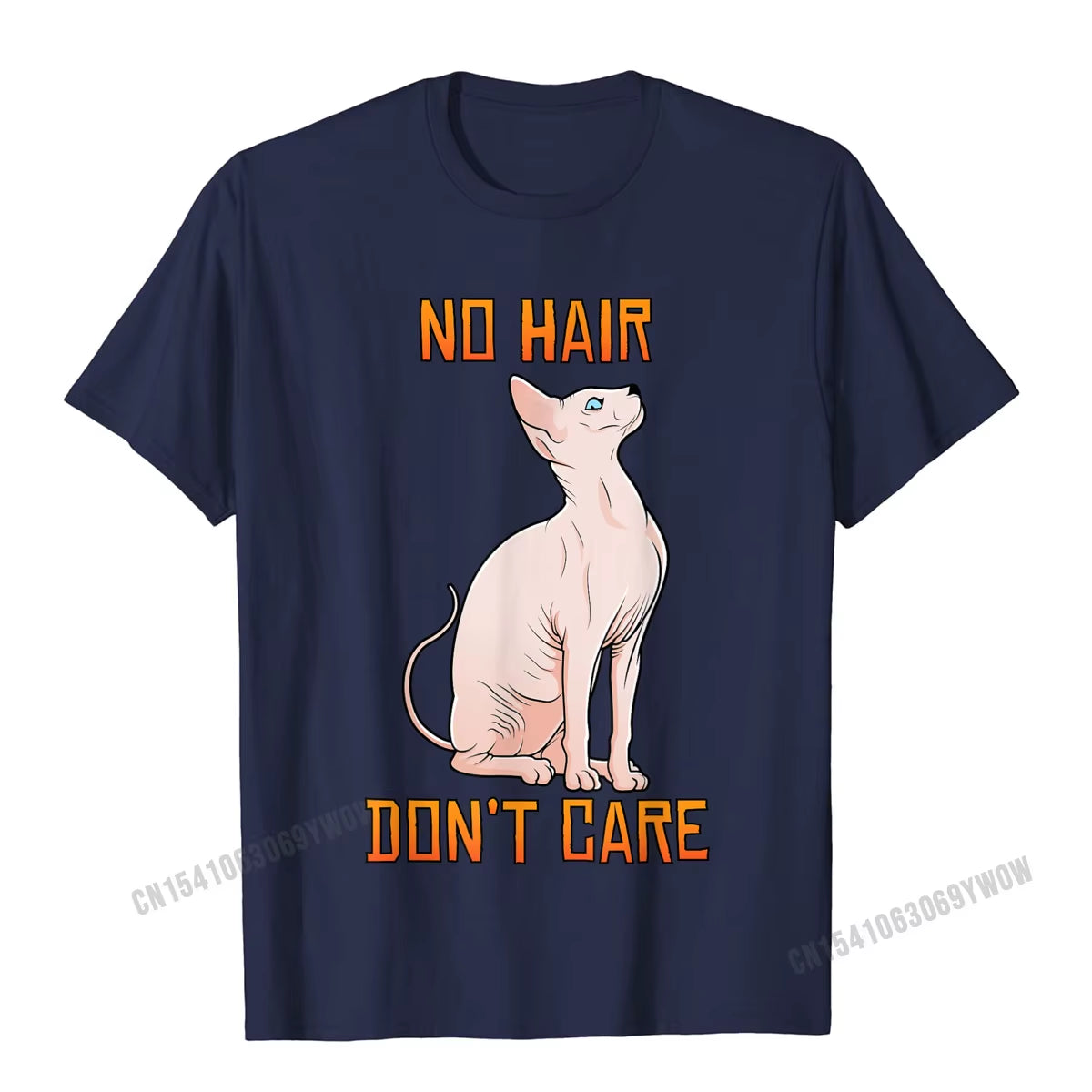 Cute Hairless Sphynx Cat Shirt No Hair Dont Care T-Shirt Camisas Men Casual Tshirts for Men Cotton Tops Tees Normal Fitted