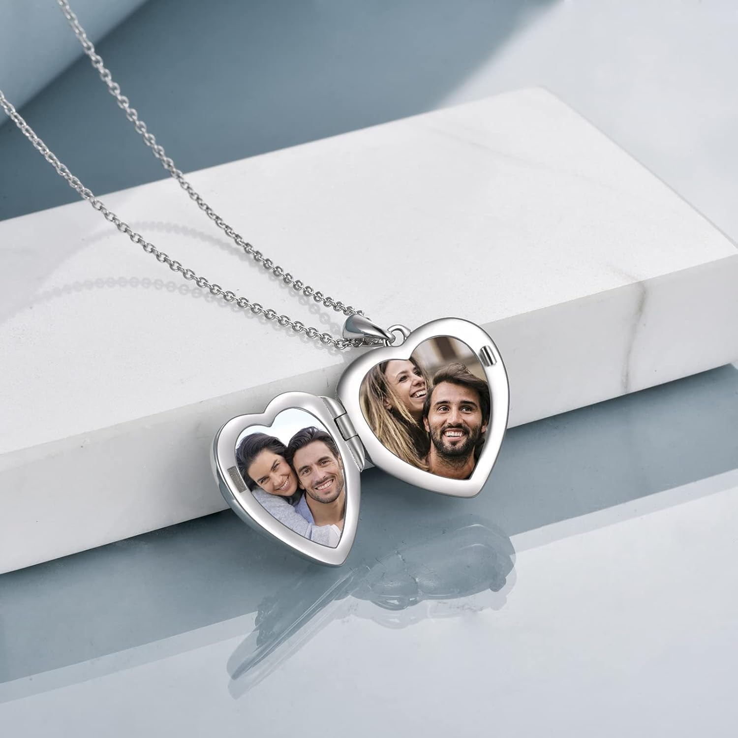 S925 Sterling Silver Heart Lockets Necklace That Holds Pictures Jewelry for Women Photo Pendant Necklace for Birthday Gifts
