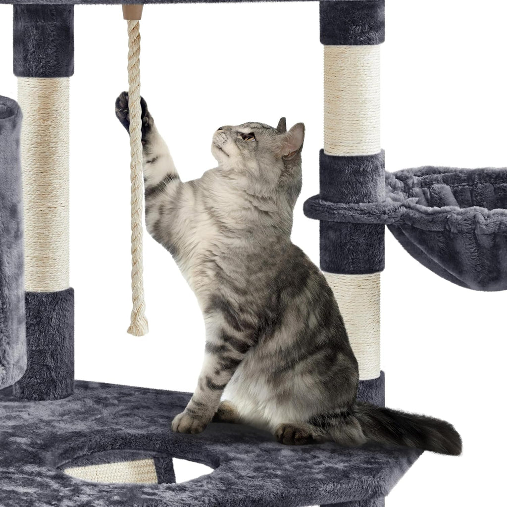 Multi-Level Cat Trees Cat Towers 79In Cat Tree for Indoor Cats with Sisal-Covered Scratching Posts, Plush Perches and Stable Condo for Kittens, Cats and Pets, Dark Gray