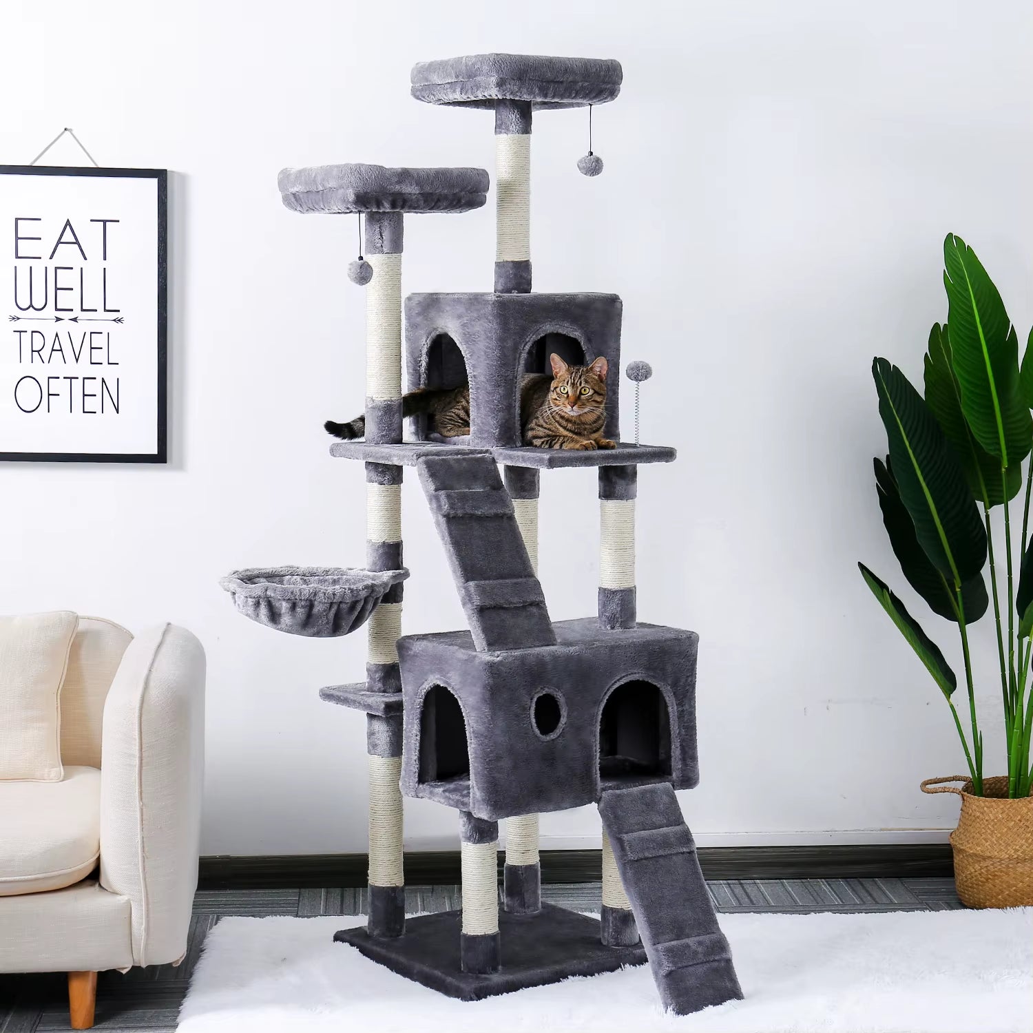 Fast Delivery Cat Tree House Plush Condo Scratching Posts for Cat Kitten Climbing Tree Toy Activity Protect Furniture Cat Towers