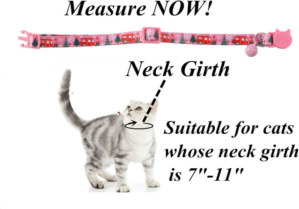 Breakaway Cat Collar Christmas,Set of 2 Xsmall Dog Collar for Boy Girl Kitten