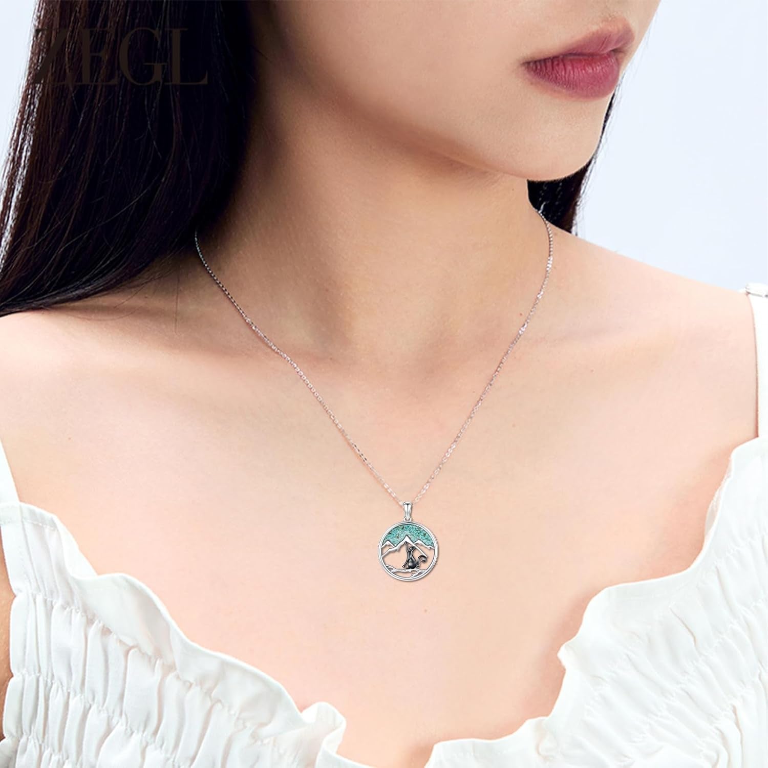 Cat Necklace 925 Sterling Silver Cute Animal Pendant Necklace Cat Jewelry Gifts for Women Cat Lovers