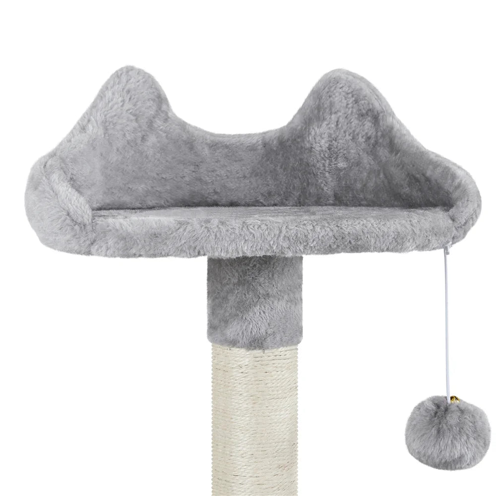 Easyfashion 63.5''H Multi Level Cat Tree Condo with Scratching Post, Light Gray