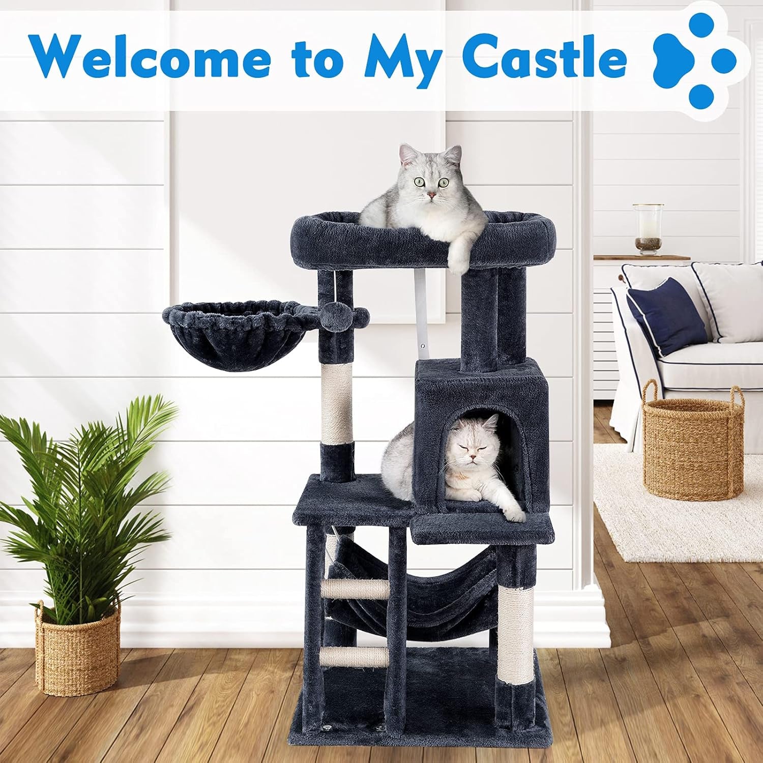 Cat Tree Cat Tower, 39 Inches Multi-Level Cat Tree for Indoor Cats with Cat Condo and Scratching Posts for Kittens Cat Climbing Tower with Plush Perch Kitty Play House for Small Medium Cats