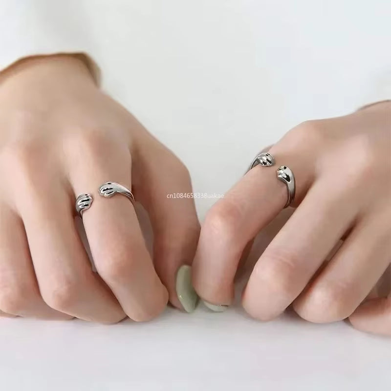 1Pcs Cat Paw Print Ring Fantastic Cat Imprint Silver Color Simple Style Design Women'S Rings Cute Women Party Gift Jewelry Boho