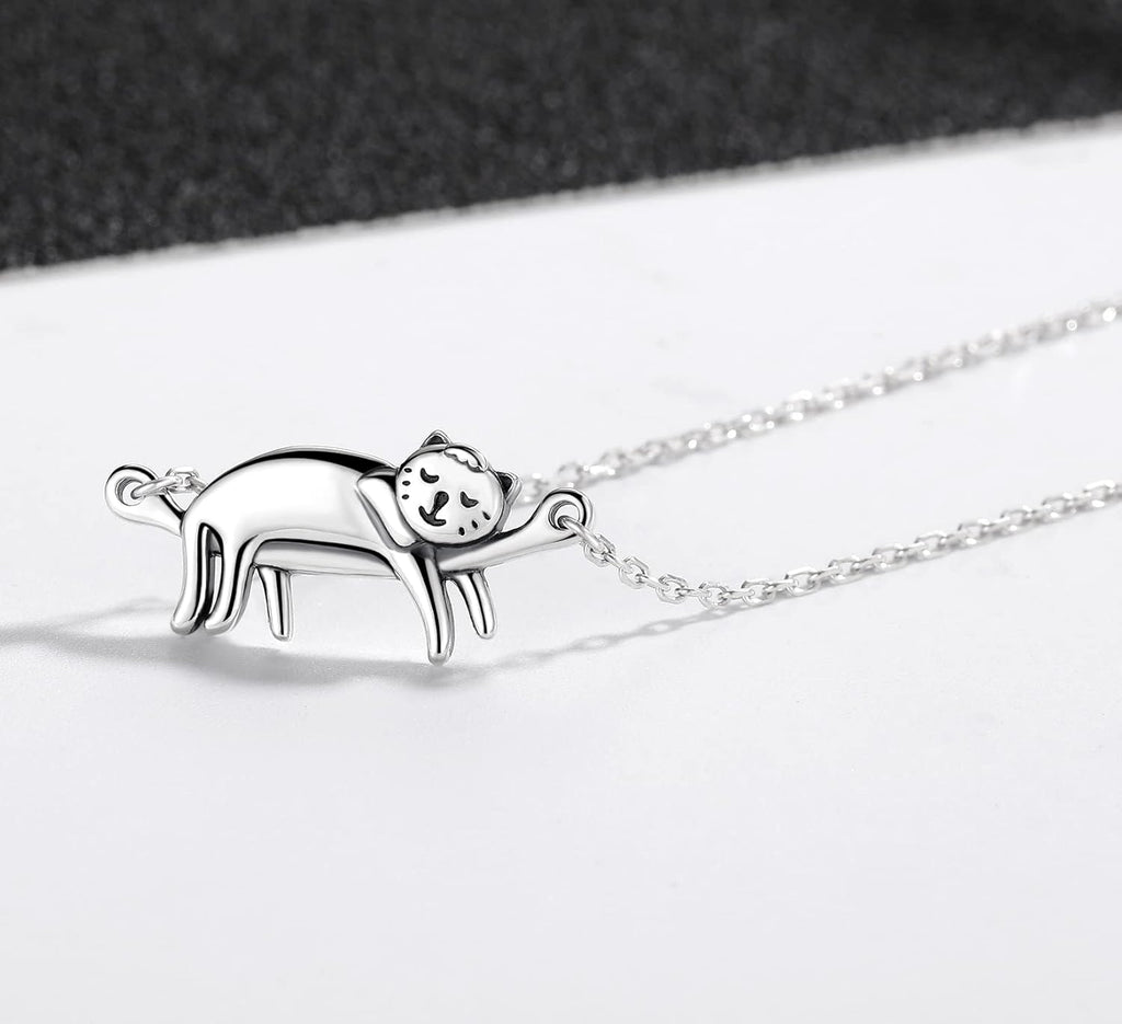Sterling Silver Cat Necklace for Women - Cat Jewelry Gifts for Cat Lovers, Hummingbird Necklace for Her, Mother'S Day Birthday Graduation Christmas Gift