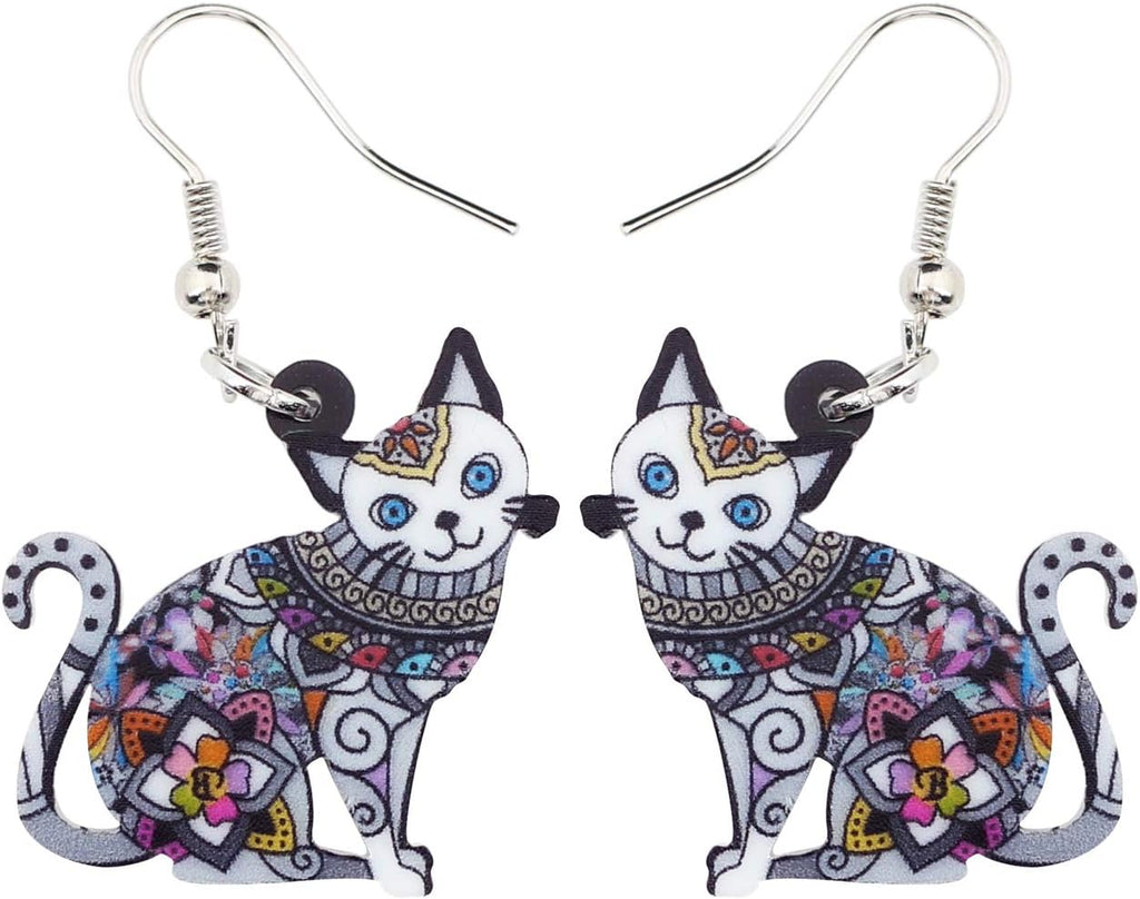 Acrylic Drop Dangle Cat Earrings Pets Novelty Funny Gift for Women by the