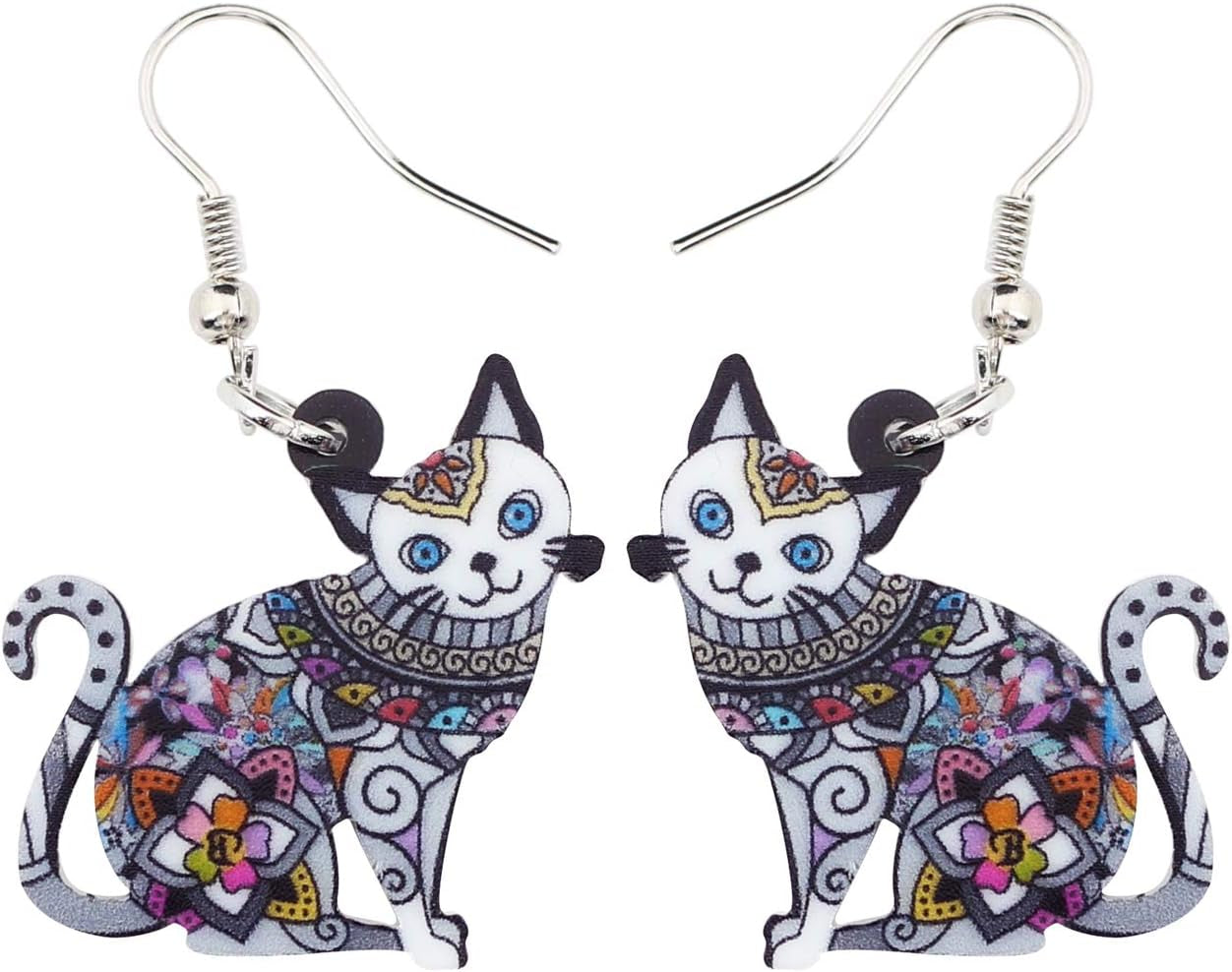 Acrylic Drop Dangle Cat Earrings Pets Novelty Funny Gift for Women by the