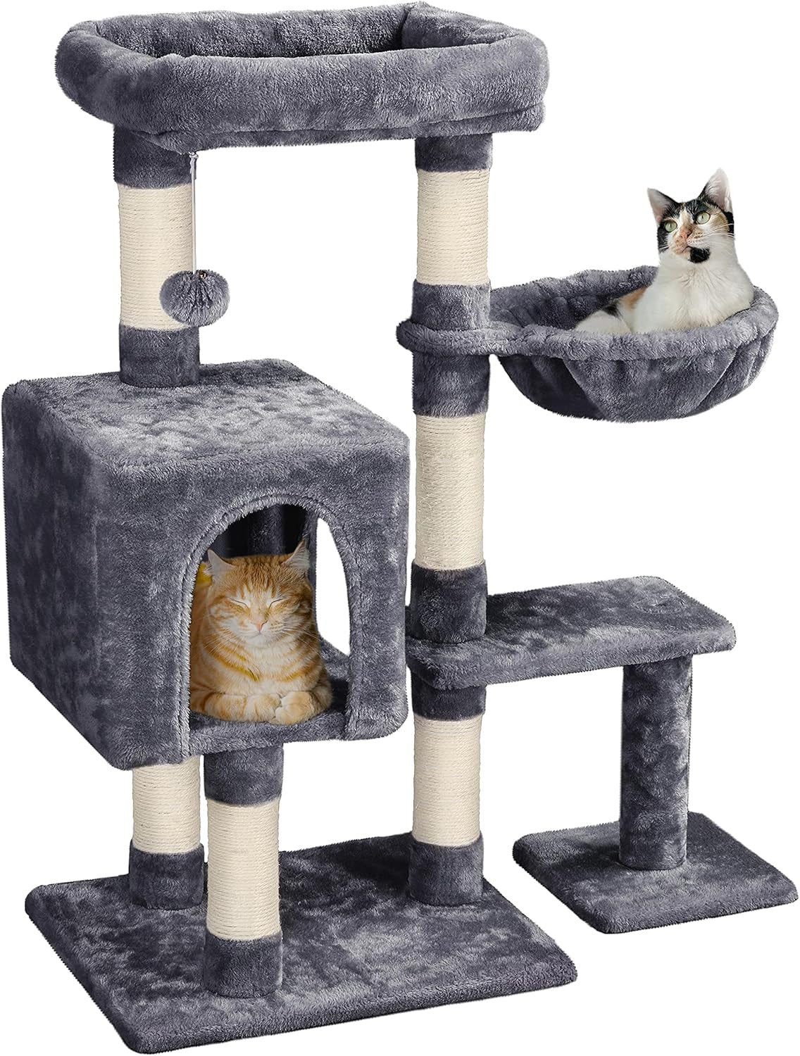 Cat Tree, 38In Cat Tower Condo with Large Padded Perch, Scratching Posts for Indoor Kitten, Furniture, Dark Gray