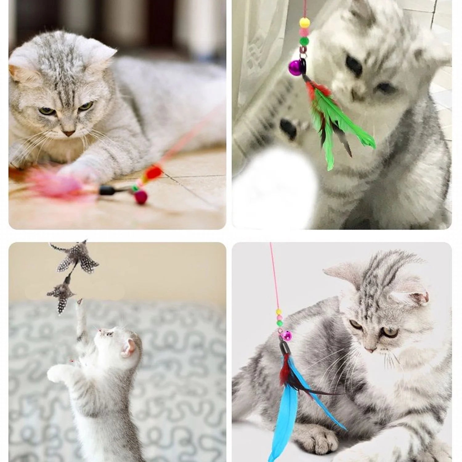 11 PCS Cat Feather Toy - Multiple Styles Feather Refills for Cat Toys