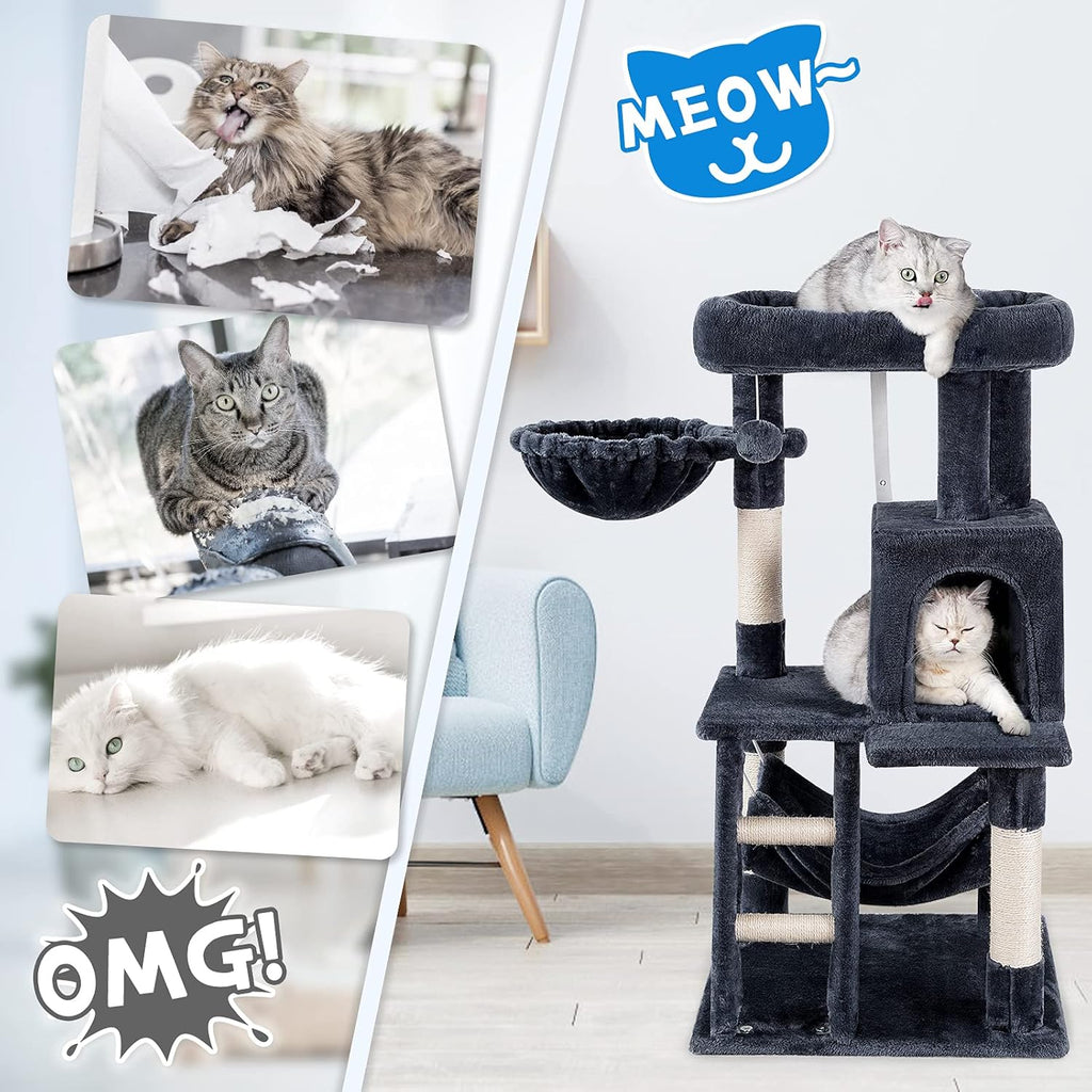 Cat Tree Cat Tower, 39 Inches Multi-Level Cat Tree for Indoor Cats with Cat Condo and Scratching Posts for Kittens Cat Climbing Tower with Plush Perch Kitty Play House for Small Medium Cats