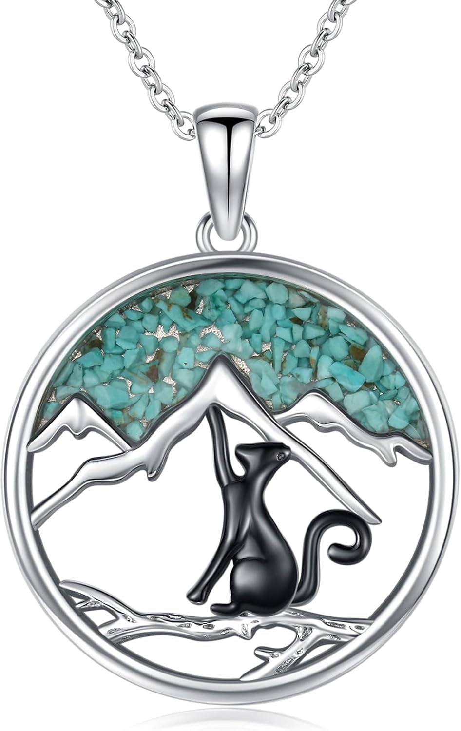 Cat Necklace 925 Sterling Silver Cute Animal Pendant Necklace Cat Jewelry Gifts for Women Cat Lovers