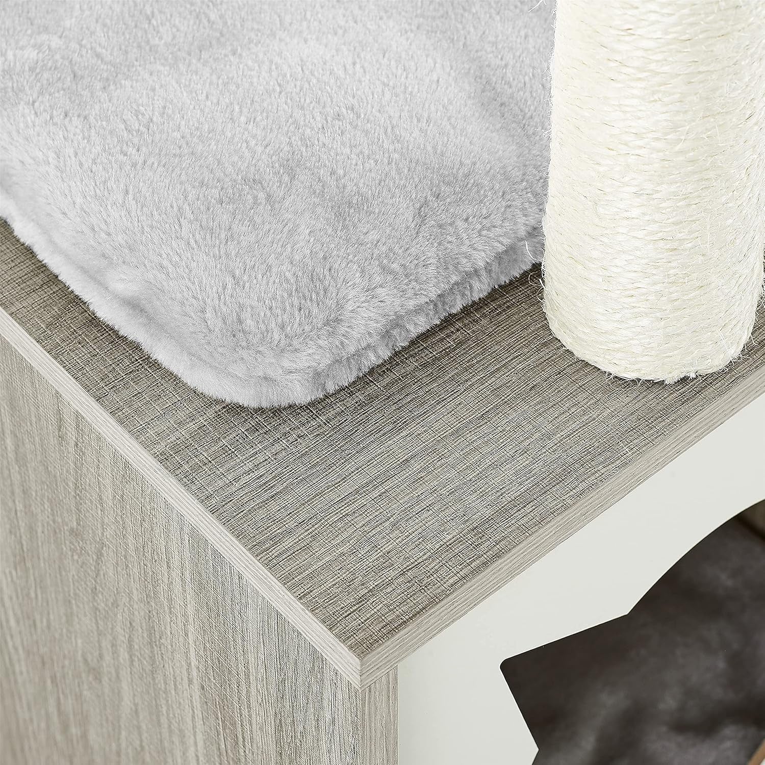 Elegant Wooden Modern Cat Tree Cat Condo Multi-Level Towers Cat Activity Tower with Scratching Posts, with Removable and Washable Mats (Grey High Tower)