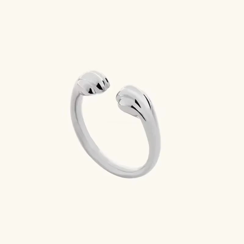 1Pcs Cat Paw Print Ring Fantastic Cat Imprint Silver Color Simple Style Design Women'S Rings Cute Women Party Gift Jewelry Boho