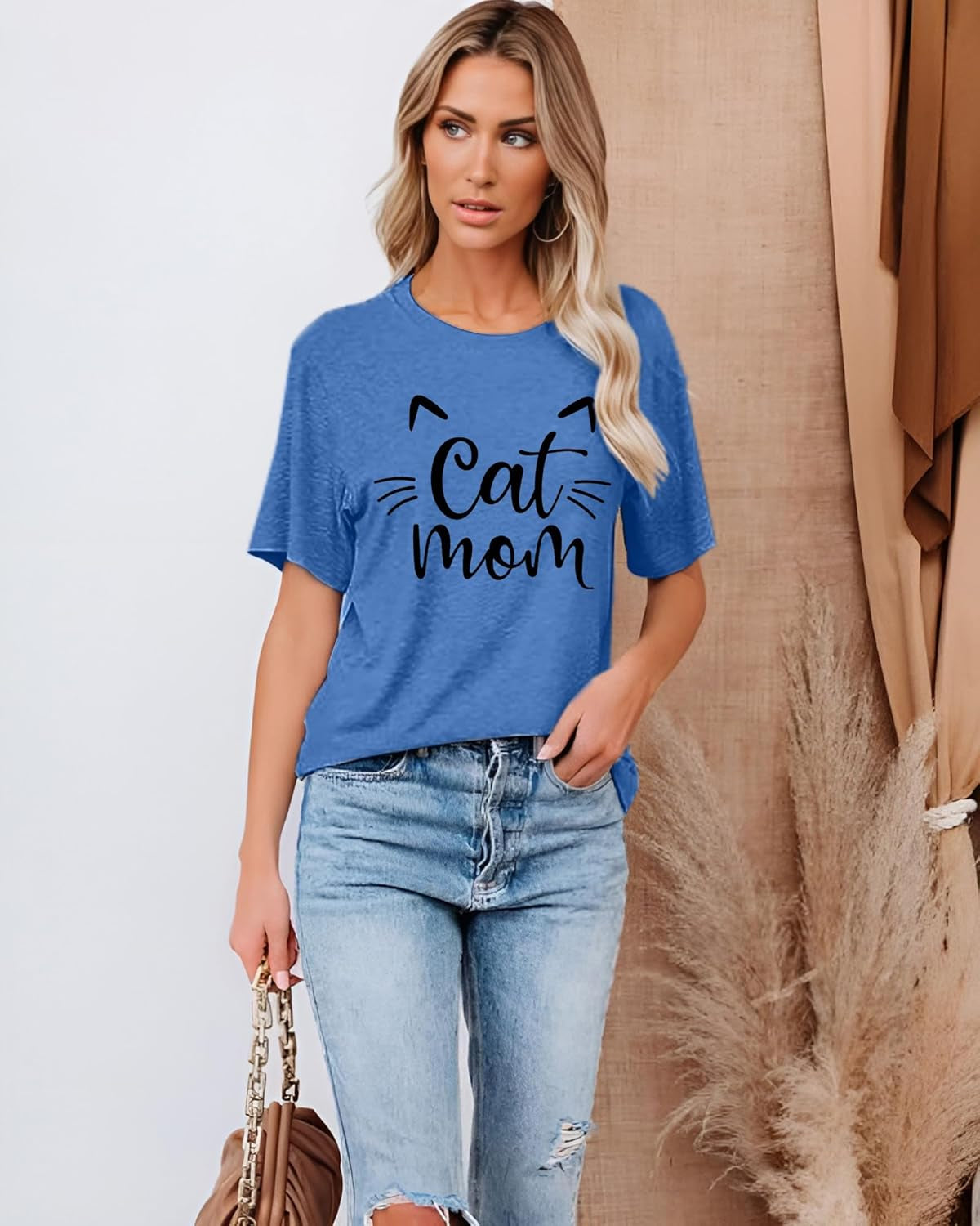Cat Mom Shirts for Women Cat Mama T-Shirts Pet Lover Gifts Shirts Funny Cat Graphic Tees Shirts