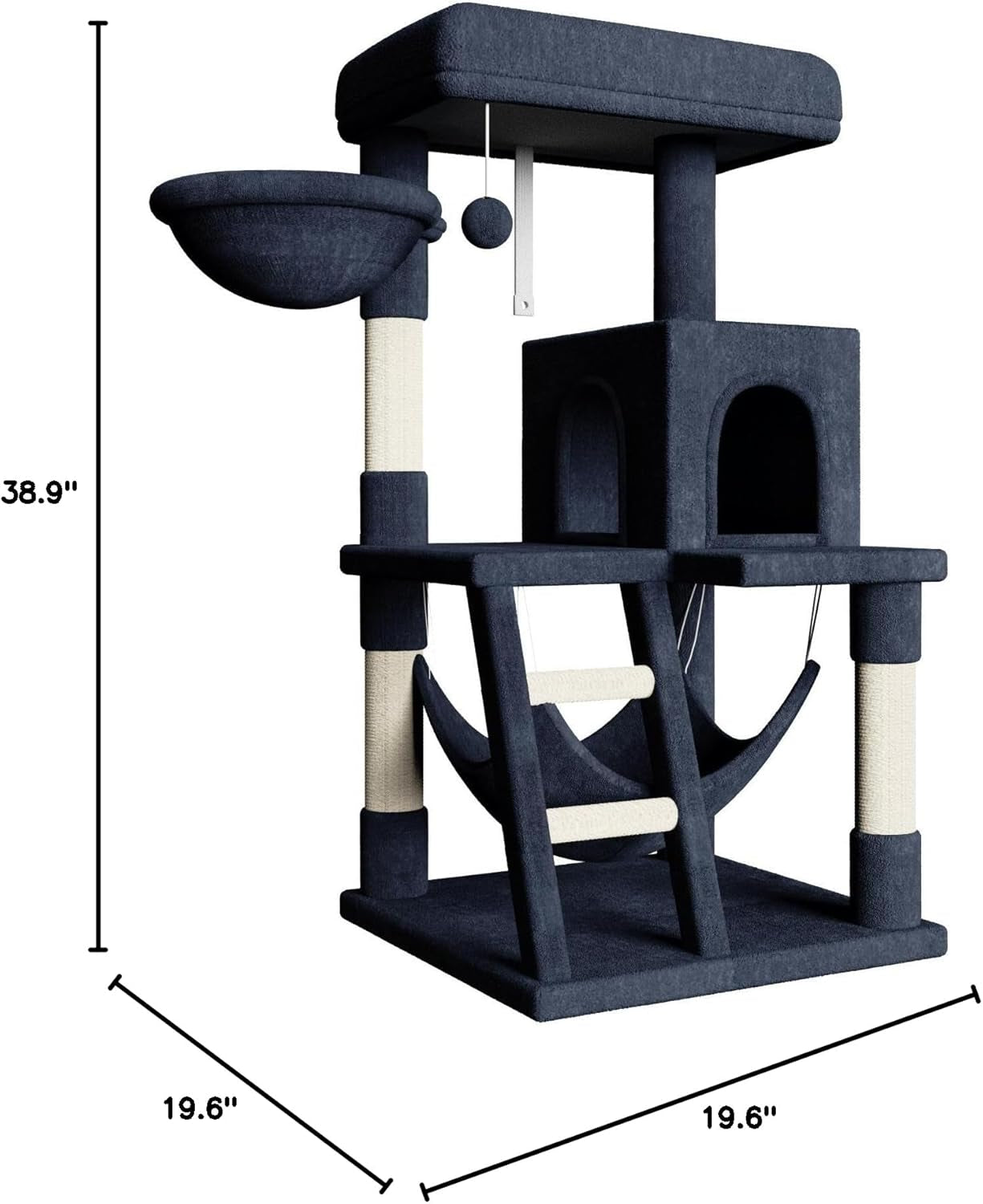 Cat Tree Cat Tower, 39 Inches Multi-Level Cat Tree for Indoor Cats with Cat Condo and Scratching Posts for Kittens Cat Climbing Tower with Plush Perch Kitty Play House for Small Medium Cats