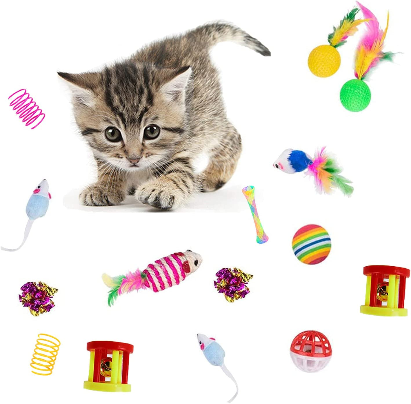 32Pcs Cat Toys Kitten Interactive Pet Toys Assortments