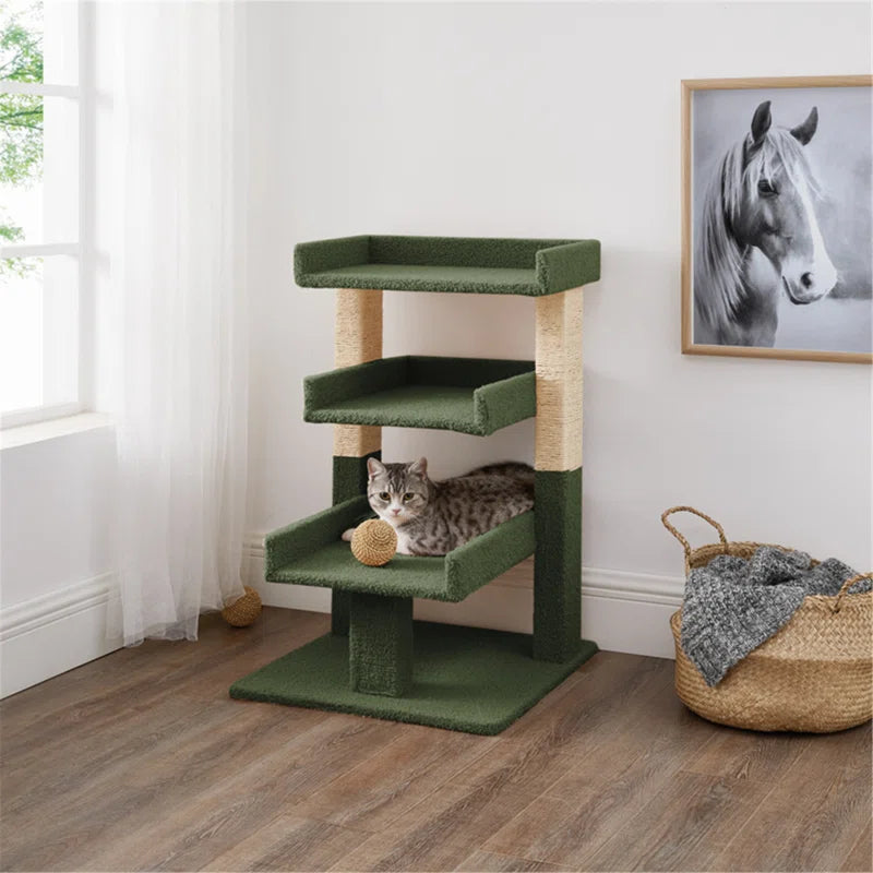 Totnes 3-Tier Cat Tree Tower; Cat Condo with Perch; Sturdy Cat Towers for Large Cats Indoor