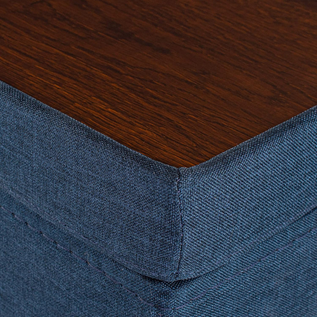 Cat Bed - Unique Pet House Ottoman with Tray Table - Folding Footrest Seat - Large Cat Cube Condo - Pet Beds for Cats and Small Dogs with Fully Washable Mat - Navy Cube 15.75X15.75