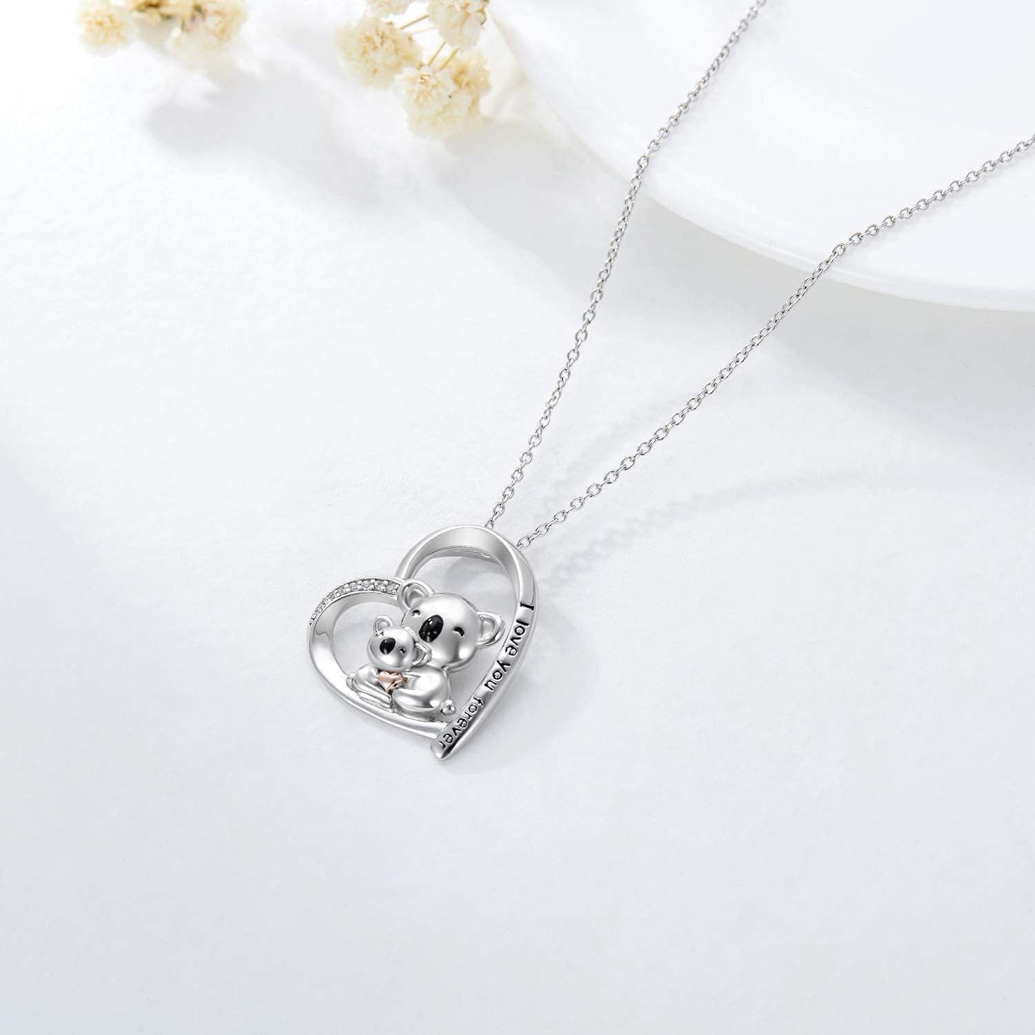 Sterling Silver Animals Necklace Cute Pendant Necklace for Couples Sister Daughter Mother Birthday Jewelry Gifts