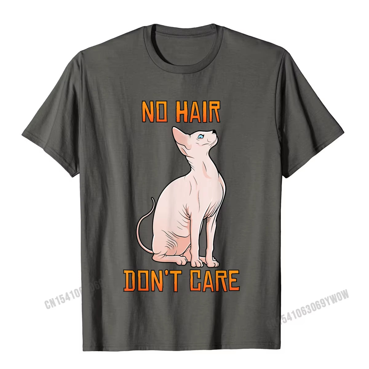 Cute Hairless Sphynx Cat Shirt No Hair Dont Care T-Shirt Camisas Men Casual Tshirts for Men Cotton Tops Tees Normal Fitted