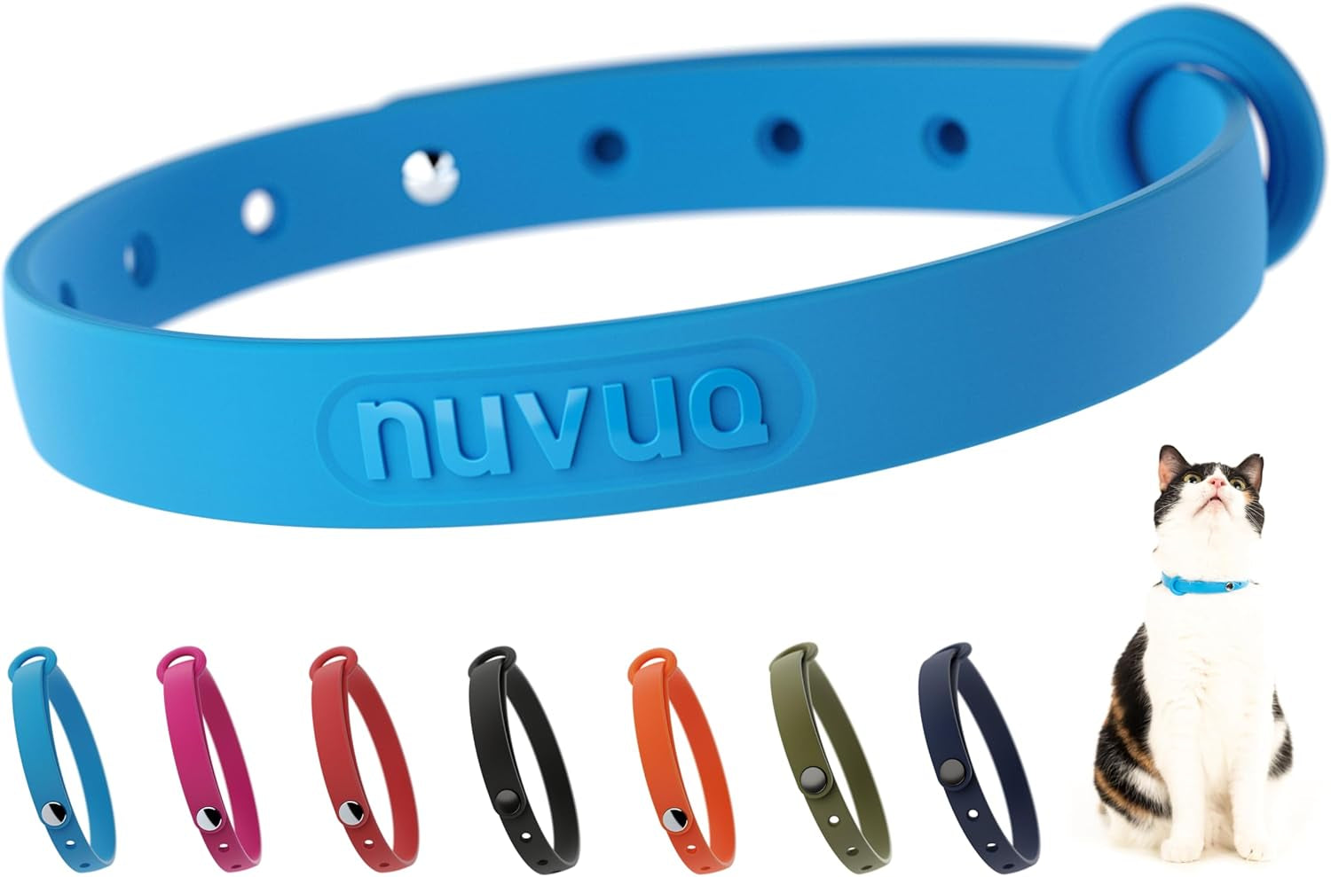 Breakaway Cat Collar - Soft, Comfortable, and Lightweight Safety Buckle Collar with ID Tag Ring for Outdoor Cats and Sensitive Skin Kittens by  (6 ⅞" to 10 ¼", Blue)