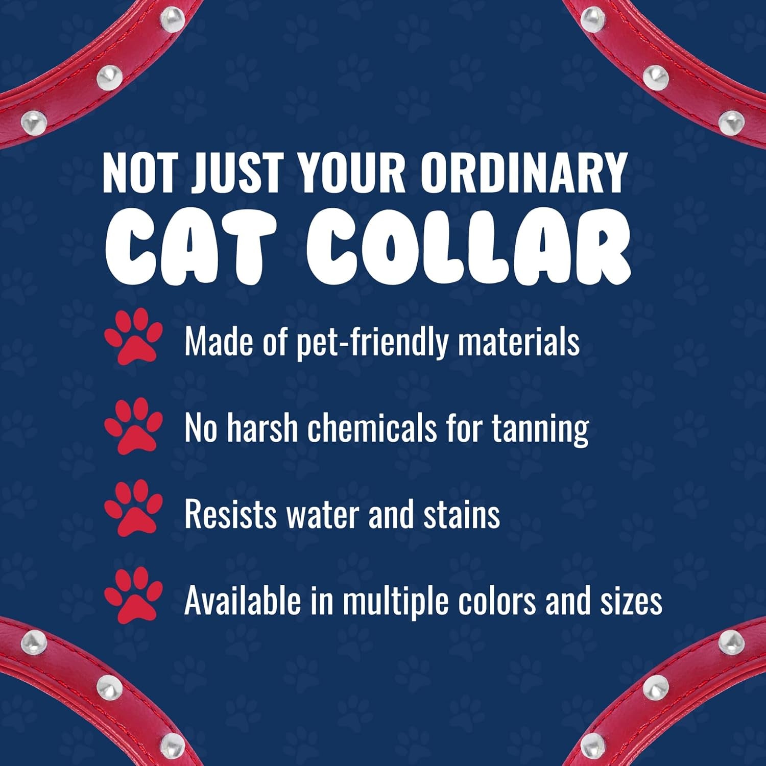 Studded Cat Collar - Genuine Leather Kitten Collar
