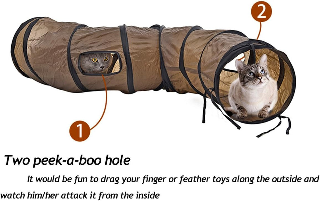 Cat Toys Interactive, Collapsible Tunnel for Bunnies, Kittens, Ferrets and Small Dogs with Two Peek-A-Boo Holes Blue