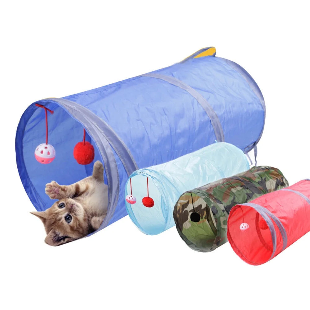 Cat Tunnel Cat Toys for Indoor Cats,2 Way Cat Tunnels Collapsible Cat Play Tunnel Interactive Toy for Small Dogs,Puppy,Kitty,Kitten,Rabbit - Sky Blue