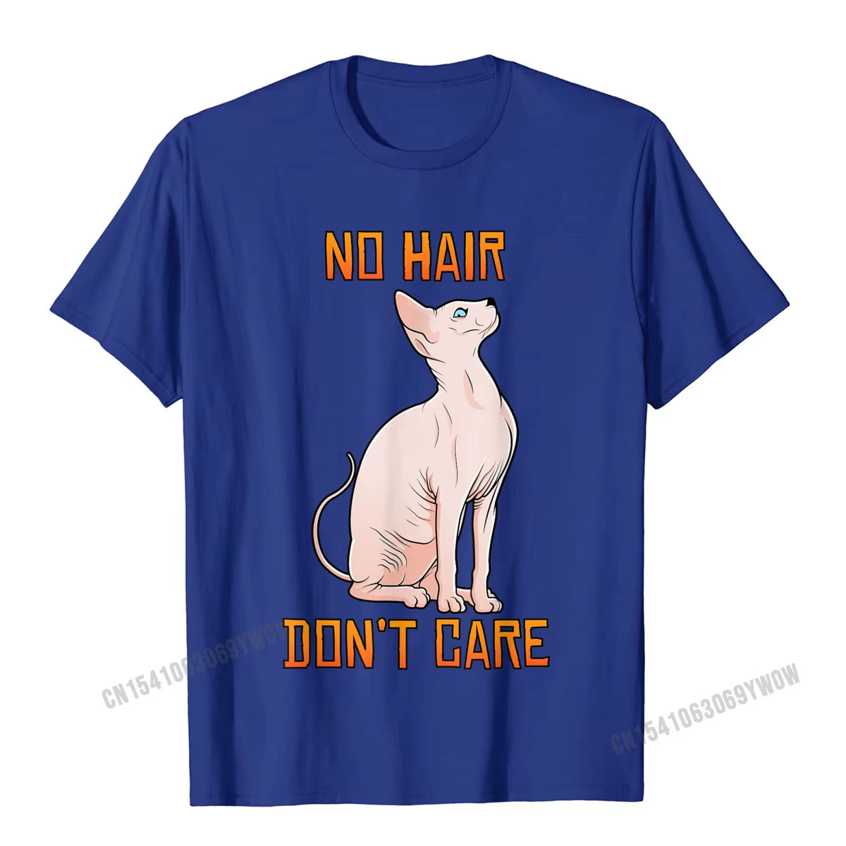 Cute Hairless Sphynx Cat Shirt No Hair Dont Care T-Shirt Camisas Men Casual Tshirts for Men Cotton Tops Tees Normal Fitted