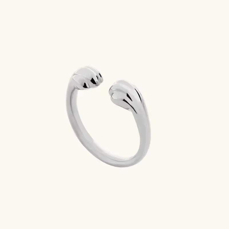 1Pcs Cat Paw Print Ring Fantastic Cat Imprint Silver Color Simple Style Design Women'S Rings Cute Women Party Gift Jewelry Boho