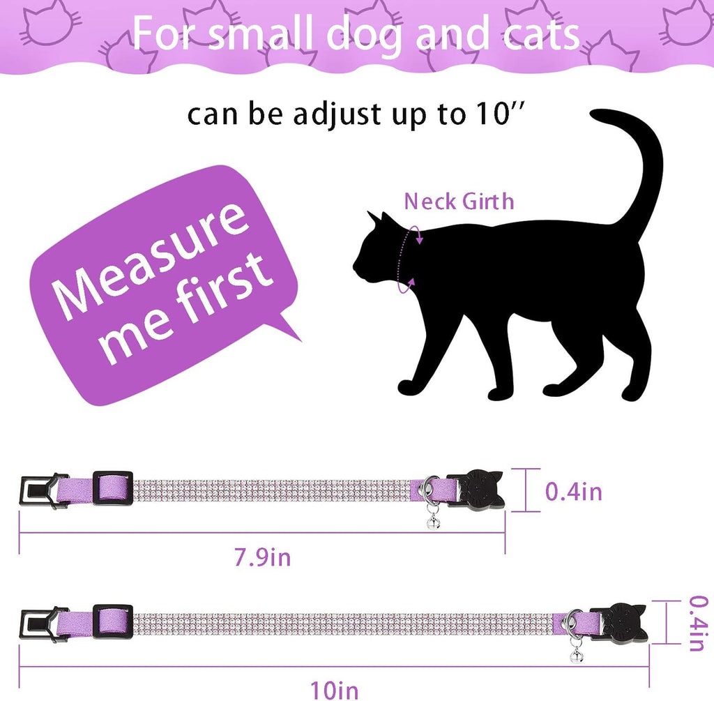 4 Pieces Rhinestones Cat Collars Breakaway Cat Collar