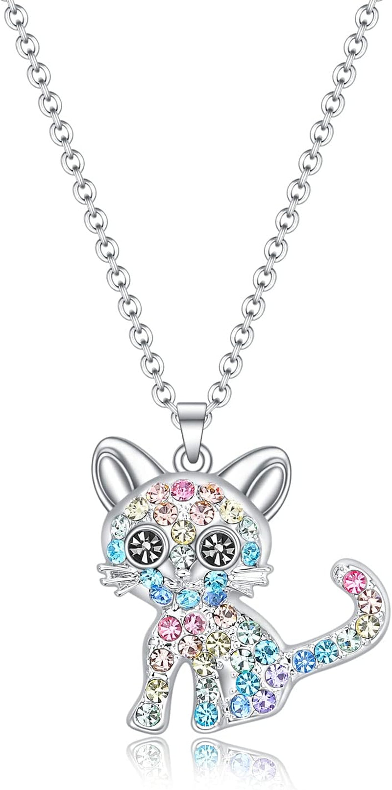 Girls Cat Birthstone Necklace Gifts for Women,Kitty Cats Dog Pendant Necklaces Jewelry for Cat Lovers
