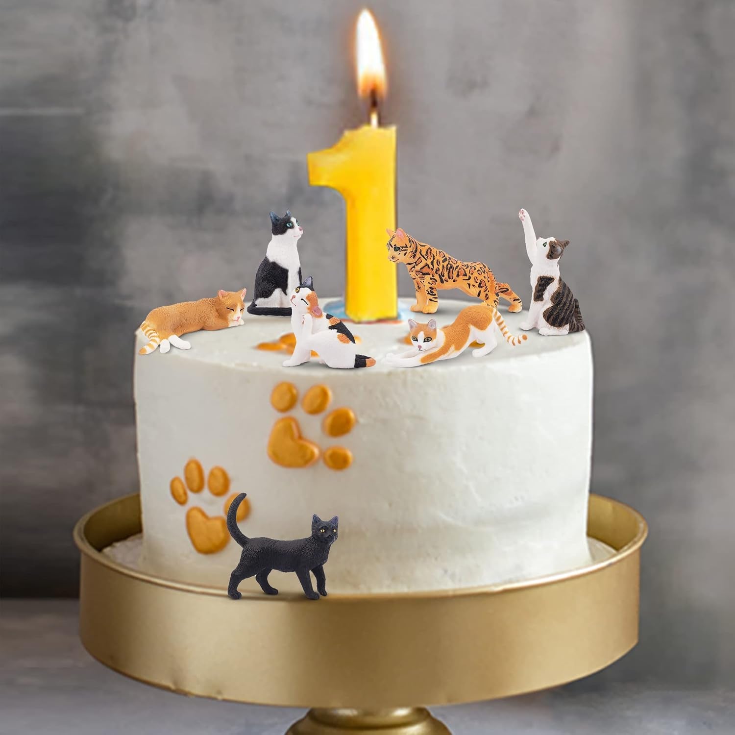 8PCS Realistic Cat Figurines, Educational Cat Figures Toy Set, Kitten Easter Eggs Cat Cake Topper Easter Eggs Birthday Gift for Kids Boys Girls Children