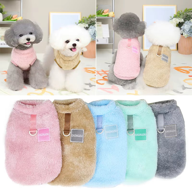 Soft Coral Fleece Cat Shirt Dog Vest Pet Dog Clothes for Small Dogs Puppy Clothing Pet Sweater Spring Autumn Winter Pet Outfit
