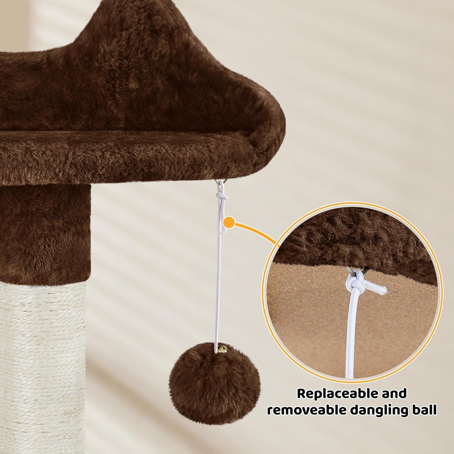 54In Cat Tree, Multi-Level Cat Tower with Scratching Posts, Spacious Condo and Hammock, Ideal Activity Center for Indoor Kittens, Brown