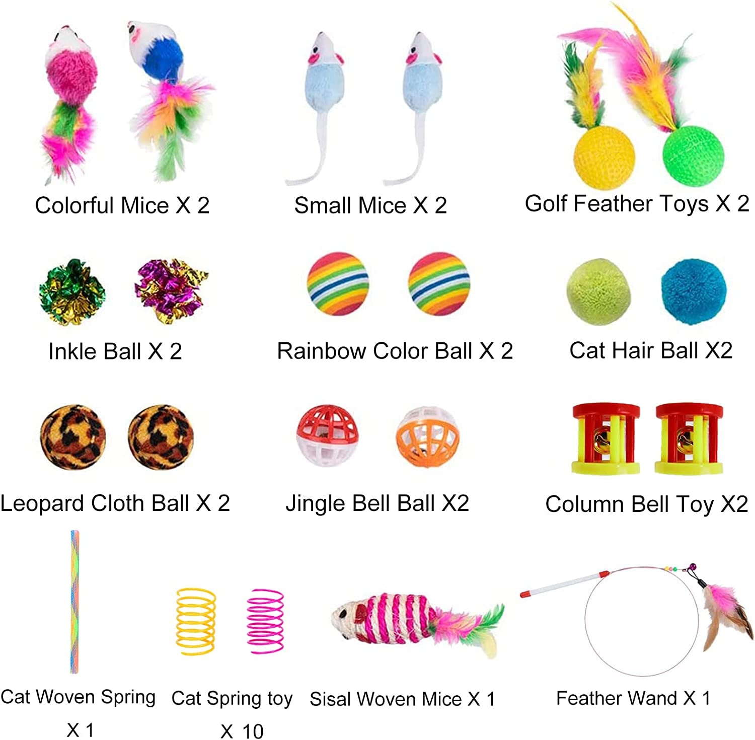 32Pcs Cat Toys Kitten Interactive Pet Toys Assortments