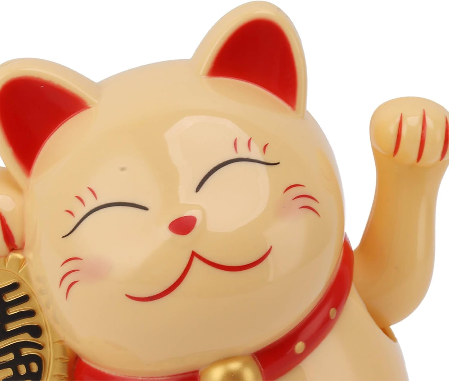Waving Cat, Solar Powered Cute Waving Cat Good Luck Wealth Welcoming Cats Home Display Car Decor Feng Shui Decoration (Yellow)