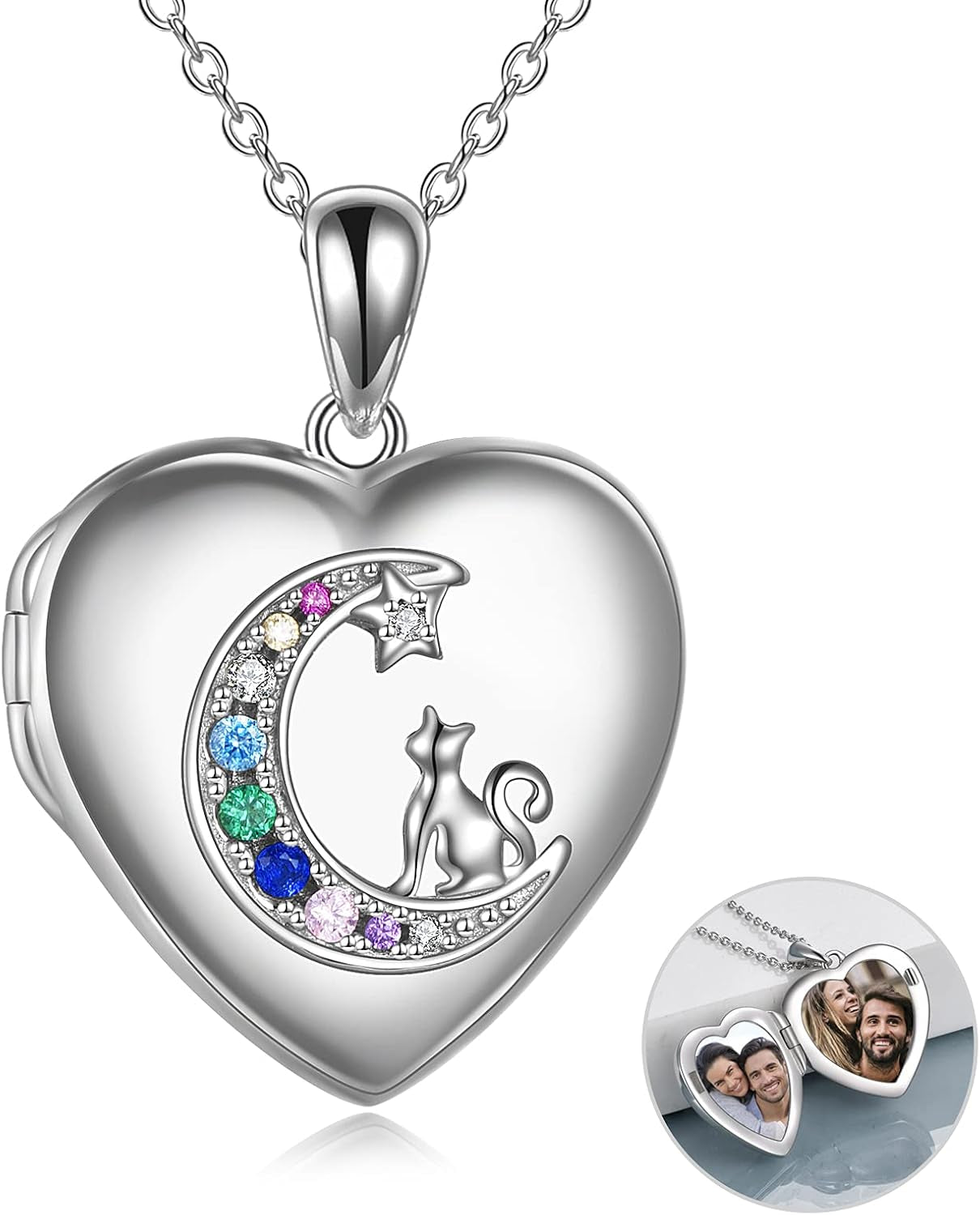 S925 Sterling Silver Heart Lockets Necklace That Holds Pictures Jewelry for Women Photo Pendant Necklace for Birthday Gifts