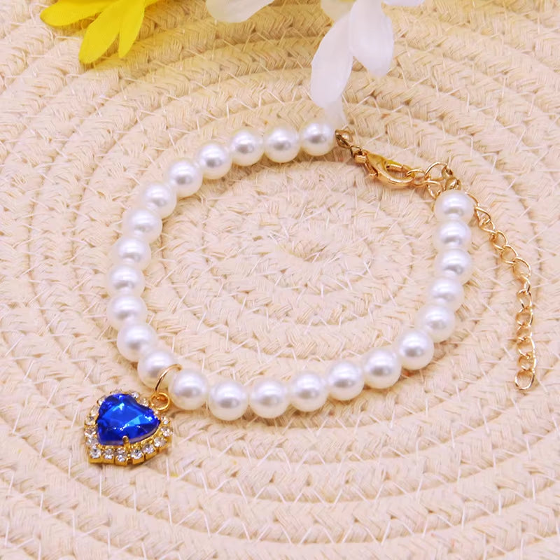 TONG Pet Pearl Collar Dog Princess Necklace Cat Jewelry Cute Collar Puppy Accessories Dog Chain Chihuahua Wedding Jewelry