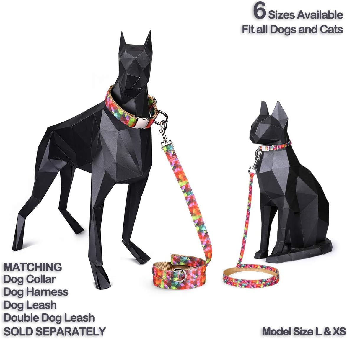 Pet Supplies, (Kaleidoscope Diamond) Cat Collar, Dog Collar, Cat Leash, Dog Leash, Cat Harness, Dog Harness, Small Dog Collar, Medium Dog Collar, Large Dog Collar (Pet Collar, XXS)