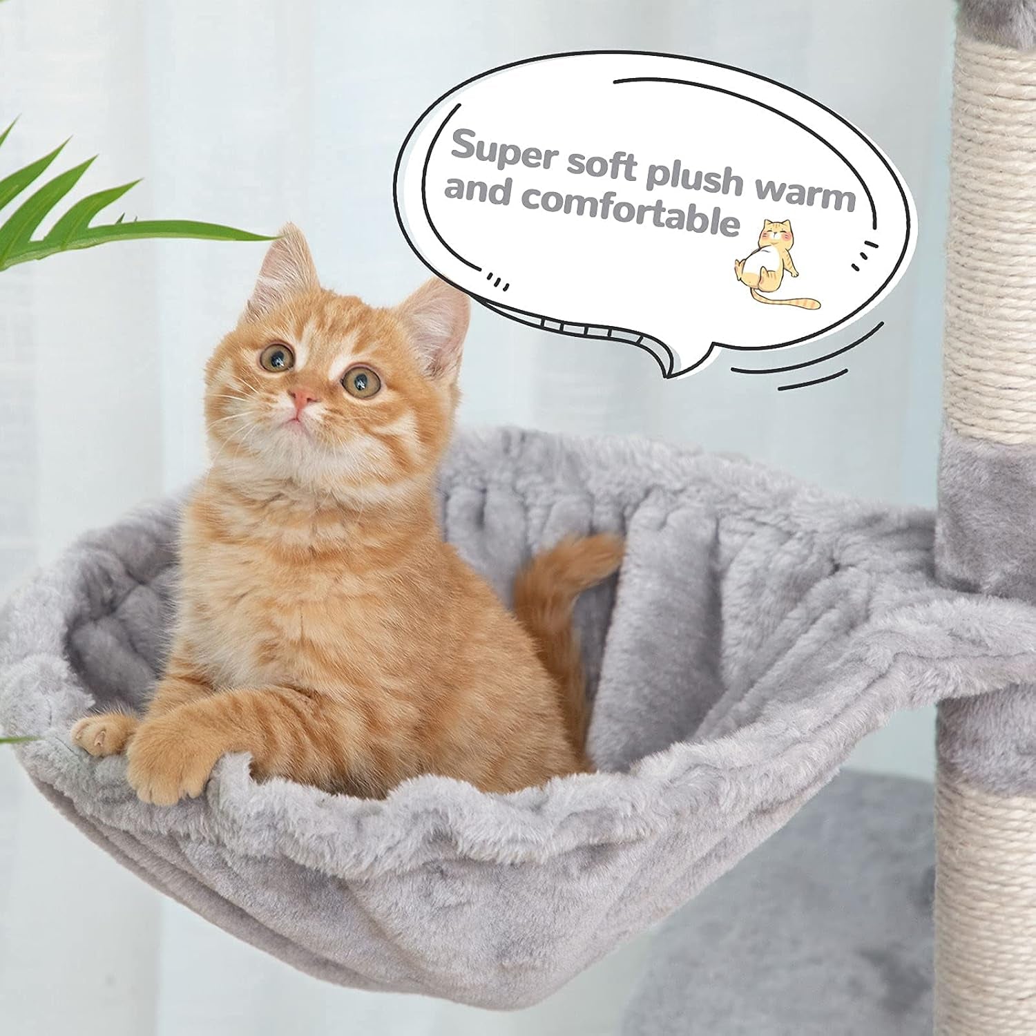 Cat Tree, 57 Inch Cat Tower with 2 Plush Condos and Sisal Scratching Post, Cat Furniture for Kitten and Pet, Release the Nature of Cat, Stable House with Anti-Toppling Kit, Light Gray LG05MCT03