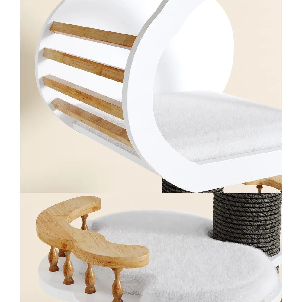 Cat Tree Modern, Extra Large Solid Wooden Cat Tower, 54" Tall Luxury Cat Trees Condo, 5 Level Heavy Duty for Cat Tree Indoor Cat