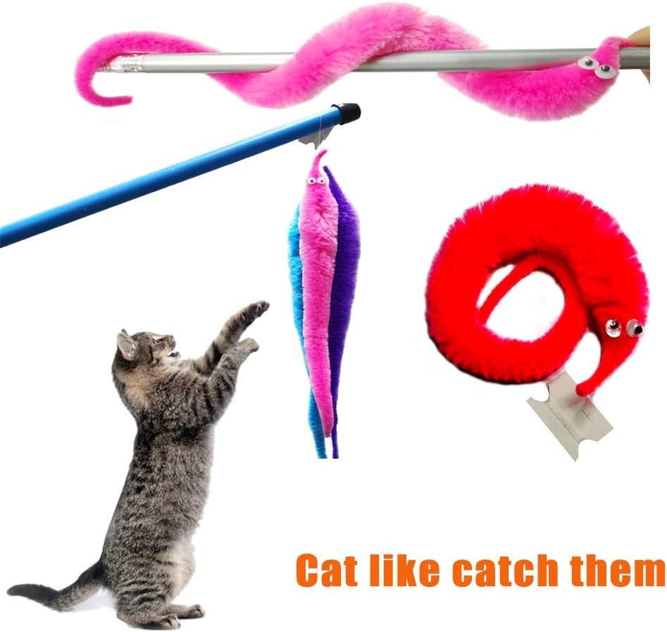 40Pcs Fuzzy Worm Toys, Magic Fuzzy Worms on String Bulk Trick Toy Carnival Kid Party Favors for Kid Cat (20 Colors)